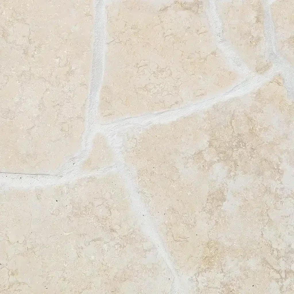Limestone Crema Brushed & Tumbled Crazy Pave