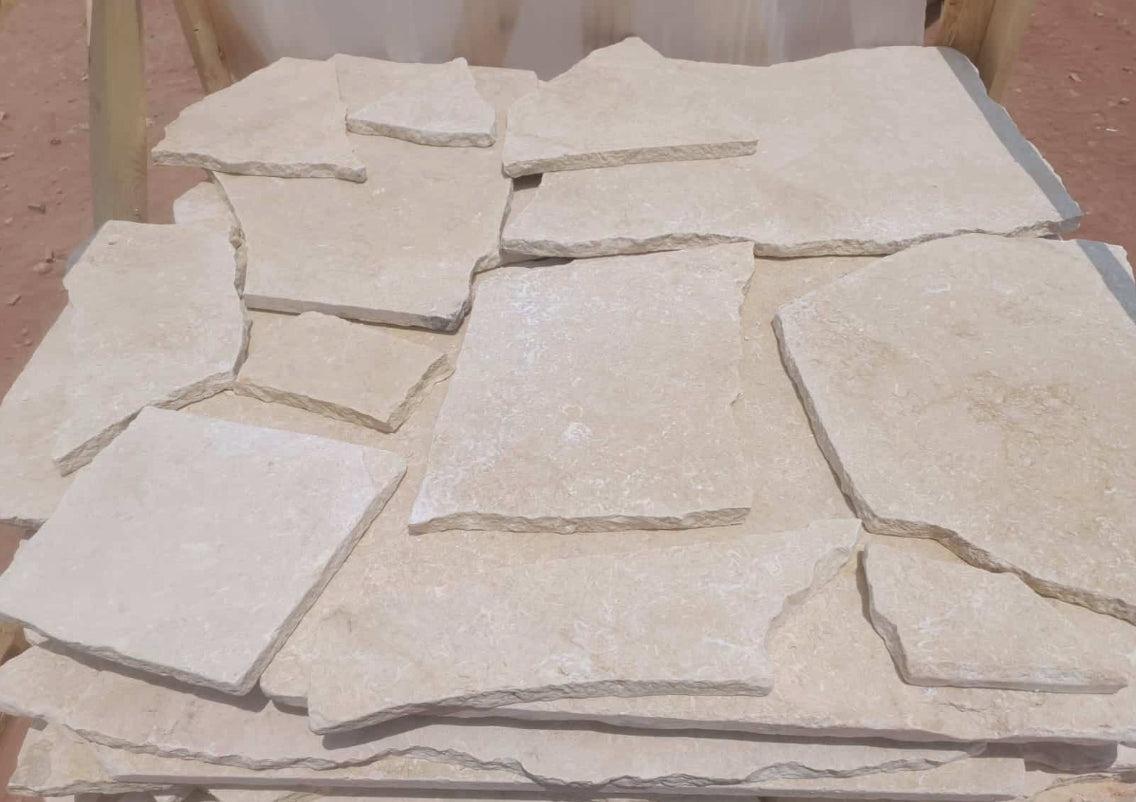 Limestone Crema Brushed & Tumbled Crazy Pave
