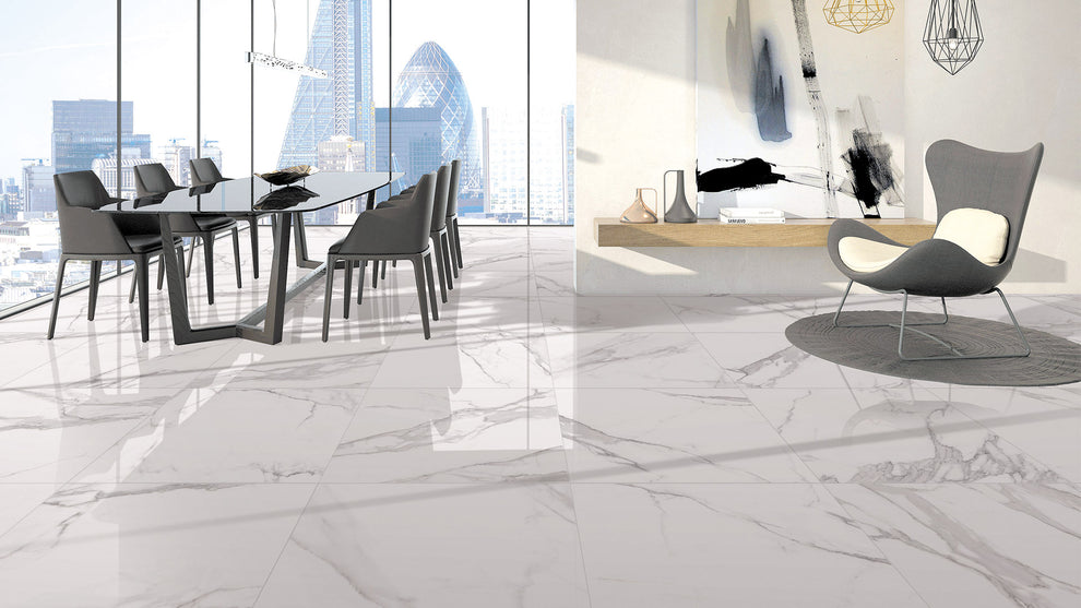 Statuario Polished Porcelain Floor and Wall Tile MCL230 | McLee Tile Supply